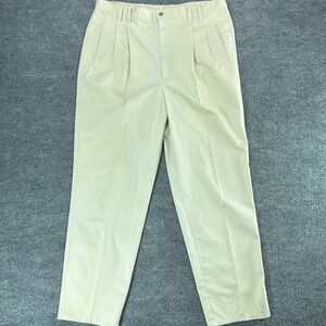 VTG Loafers by Reed St James Mens 40x32 Khaki Pleated Chino Pants Tan Cotton